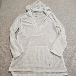 Billabong Long Sleeve Hooded Swim Cover-Up White Size L Beachy Coastal Vacay